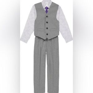 Calvin Klein grey/white/lavender 4pc vest suit sz 16